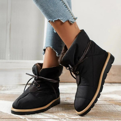 2023 Φθινοπωρινά νέα μποτάκια για γυναίκες αδιάβροχα, υφασμάτινα casual παπούτσια Comfort soft sole short boots Fashion Lace Up Βαμβακερά παπούτσια