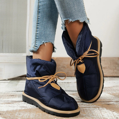 2023 Φθινοπωρινά νέα μποτάκια για γυναίκες αδιάβροχα, υφασμάτινα casual παπούτσια Comfort soft sole short boots Fashion Lace Up Βαμβακερά παπούτσια