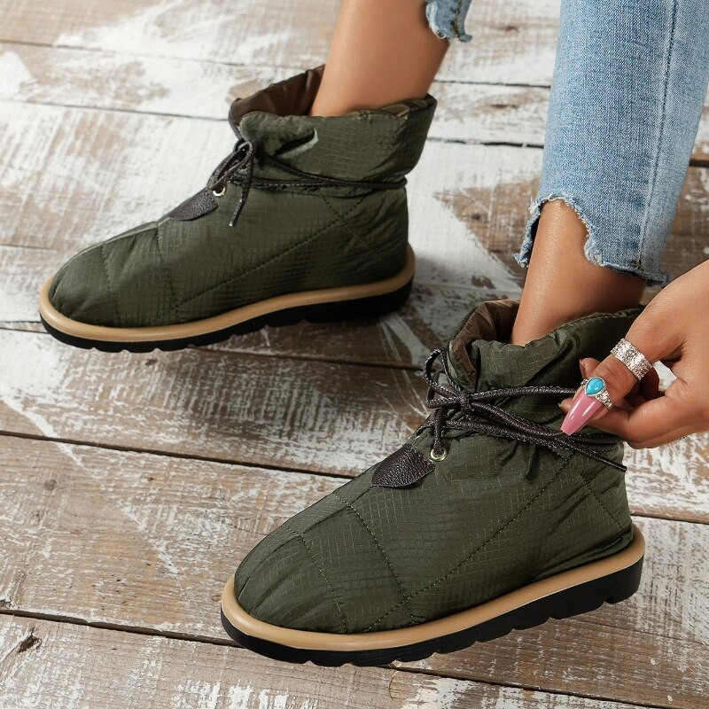 2023 Φθινοπωρινά νέα μποτάκια για γυναίκες αδιάβροχα, υφασμάτινα casual παπούτσια Comfort soft sole short boots Fashion Lace Up Βαμβακερά παπούτσια