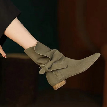 Μόδα μύτες μπότες για γυναίκες άνοιξη φθινόπωρο Γυναικείες μπότες με nubuck ρετρό γυναικεία παπούτσια με ιδιοσυγκρασία Κοντές μπότες