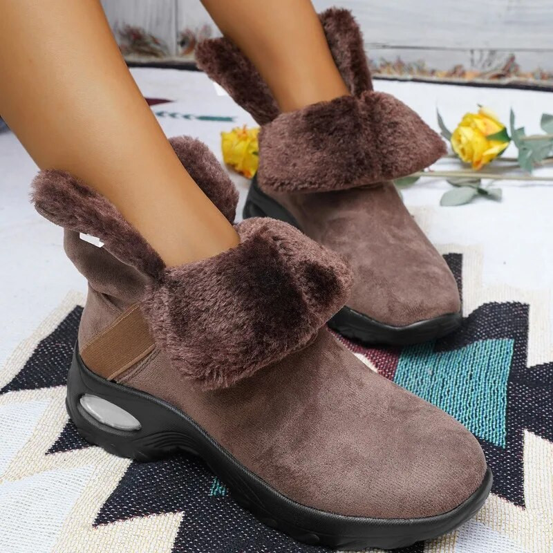 Paksu tallaga puuvillased saapad naistele, talvised soojad karusnahad naiste kingad Moodsad seemisnahast libisemisvastased poolsaapad suures suuruses puuvillased kingad