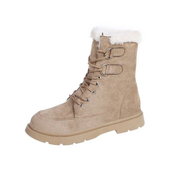 Χειμερινές μπότες Γυναικείες ζεστές βελούδινες μπότες χιονιού Suede Casual Lace Up Γυναικεία παπούτσια Plus Size Flat Sneakers Outdoor αντιολισθητικά μποτάκια