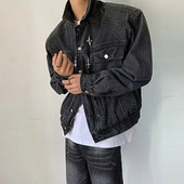 Νέα ανδρικά μακρυμάνικα τζιν μπουφάν Ρούχα μόδας με κουμπί πέτο Πουκάμισα τζιν παλτό Ανδρικά τζιν παλτό Άνοιξη φθινόπωρο 2023