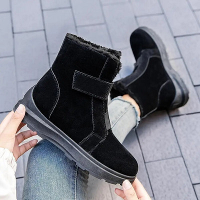 2023 m. žiemos šilti pliušiniai moteriški sniego batai Laisvalaikiai Nubuko neslystantys medvilniniai batai Tvirti pastorinti kulkšnies batai plius 36–43 dydžio batai