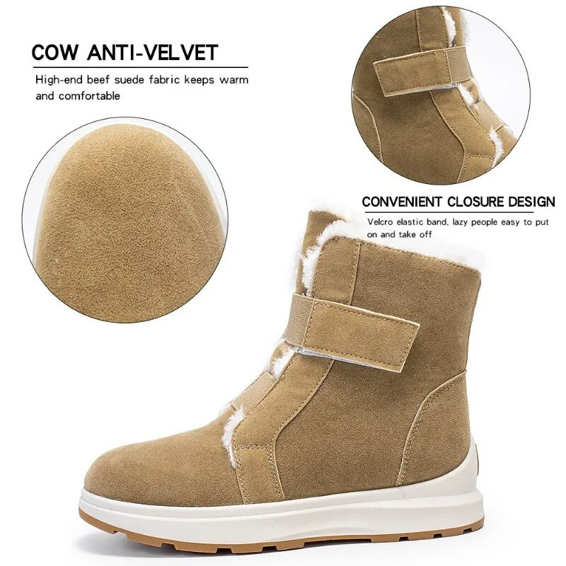 2023 m. žiemos šilti pliušiniai moteriški sniego batai Laisvalaikiai Nubuko neslystantys medvilniniai batai Tvirti pastorinti kulkšnies batai plius 36–43 dydžio batai