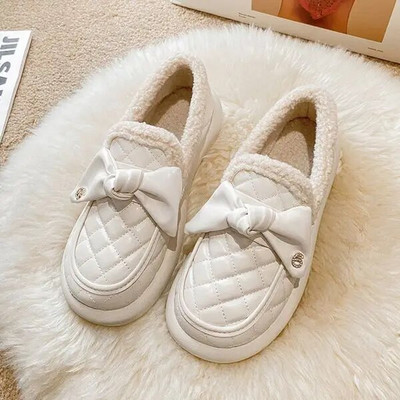 Moteriški Batai Rudens Modis Laisvalaikiai Moteriški sportbačiai Loafers Kailiniai Prisegamas lankas-Mazgas Apvalus pirštas Ruduo 2022 m. Užsegamas žiemos drugelis Mokas