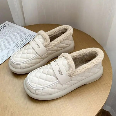 Moteriški Batai Rudens Modis Laisvalaikiai Moteriški sportbačiai Loafers Kailiniai Prisegamas lankas-Mazgas Apvalus pirštas Ruduo 2022 m. Užsegamas žiemos drugelis Mokas