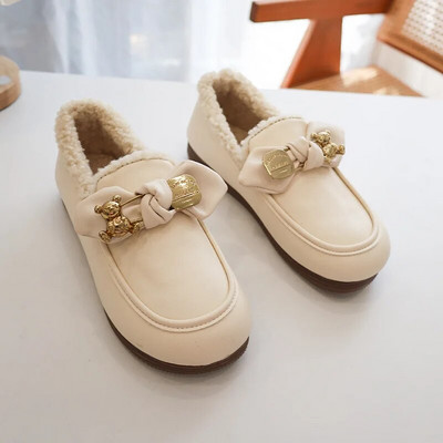 Moteriški Batai Rudens Modis Laisvalaikiai Moteriški sportbačiai Loafers Kailiniai Prisegamas lankas-Mazgas Apvalus pirštas Ruduo 2022 m. Užsegamas žiemos drugelis Mokas