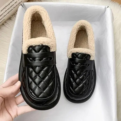 Moteriški Batai Rudens Modis Laisvalaikiai Moteriški sportbačiai Loafers Kailiniai Prisegamas lankas-Mazgas Apvalus pirštas Ruduo 2022 m. Užsegamas žiemos drugelis Mokas