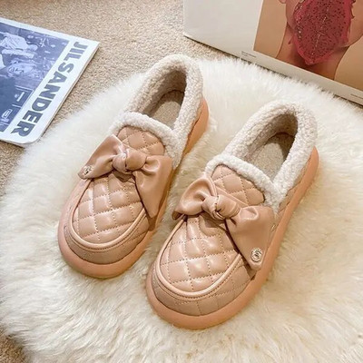 Moteriški Batai Rudens Modis Laisvalaikiai Moteriški sportbačiai Loafers Kailiniai Prisegamas lankas-Mazgas Apvalus pirštas Ruduo 2022 m. Užsegamas žiemos drugelis Mokas