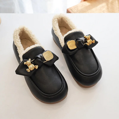 Moteriški Batai Rudens Modis Laisvalaikiai Moteriški sportbačiai Loafers Kailiniai Prisegamas lankas-Mazgas Apvalus pirštas Ruduo 2022 m. Užsegamas žiemos drugelis Mokas