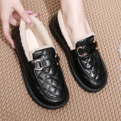 Moteriški Batai Rudens Modis Laisvalaikiai Moteriški sportbačiai Loafers Kailiniai Prisegamas lankas-Mazgas Apvalus pirštas Ruduo 2022 m. Užsegamas žiemos drugelis Mokas