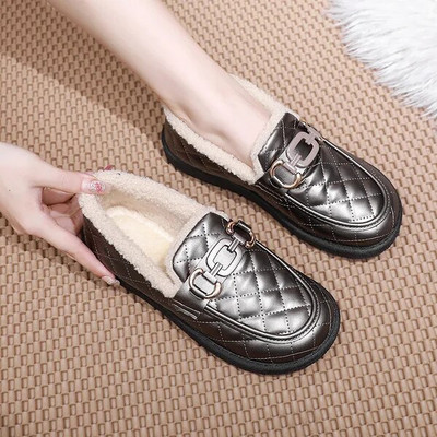 Moteriški Batai Rudens Modis Laisvalaikiai Moteriški sportbačiai Loafers Kailiniai Prisegamas lankas-Mazgas Apvalus pirštas Ruduo 2022 m. Užsegamas žiemos drugelis Mokas