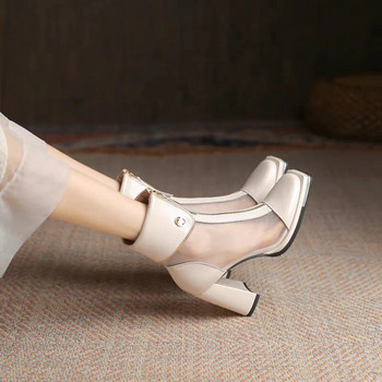 Μόδα μπότες με χοντρό τακούνι με τετράγωνο φερμουάρ Γυναικεία παπούτσια λουστρίνι λουστρίνι Μποτάκια αστραγάλου ιδιοσυγκρασία Γυναικείες δροσερές μπότες
