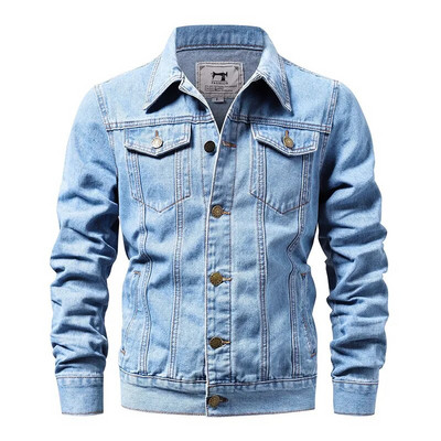 Kevadsuvi, uus 2023. aasta teksapüksid, meeste puhtast puuvillast butiik, sinine must meeste vabaaja teksajakk Kauboi õhuke pikkade varrukatega mantel