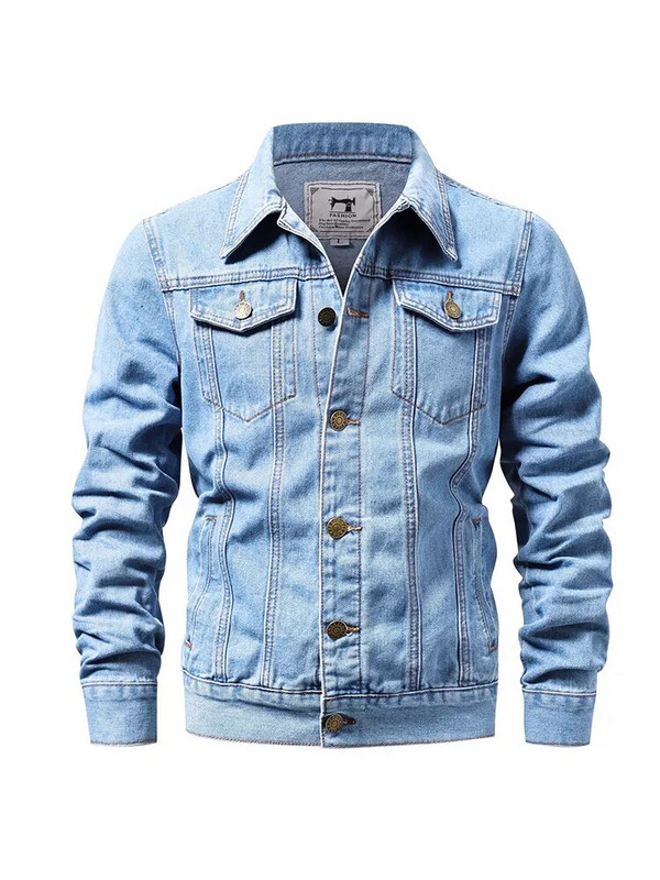 Kevadsuvi, uus 2023. aasta teksapüksid, meeste puhtast puuvillast butiik, sinine must meeste vabaaja teksajakk Kauboi õhuke pikkade varrukatega mantel