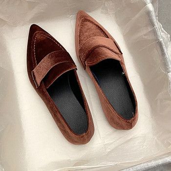 Дамски равни обувки Балетни танцови сандали с остри пръсти Обувки 2023 Пролет Нови дизайнерски мокасини Обувки Велур Ежедневни спортни ходене Zapatillas