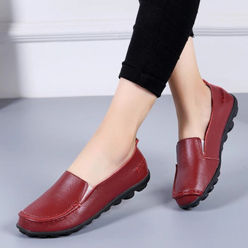 Νέα αντιολισθητικά ίσια παπούτσια για γυναίκες Μαλακά, casual γυναικεία παπούτσια Γνήσιο δέρμα ελαφρύ slip on Women Loafers Plus Size 44 Zapatos