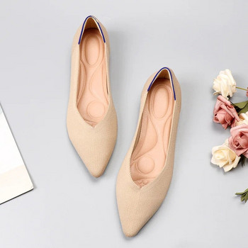 2023 Дамски обувки Пролет Нови леопардов принт Едноцветни балетки Плетени удобни обувки с остри обувки Плоски обувки Плюс размер 43