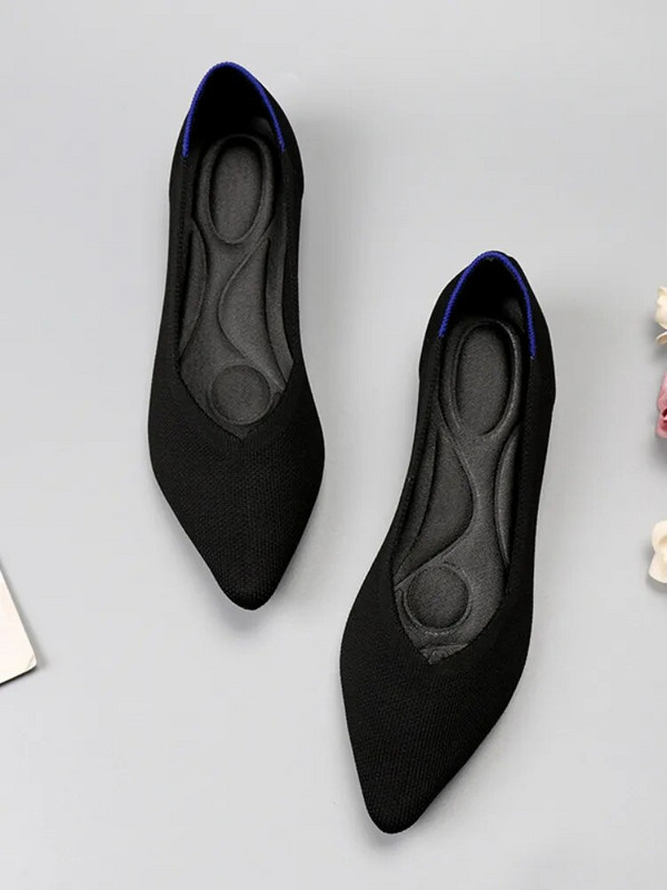 2023 Γυναικεία παπούτσια Spring New Leopard Print Μονόχρωμες μπαλαρίνες Πλεκτά Άνετα παπούτσια με μυτερά Flat Footware Plus Size 43