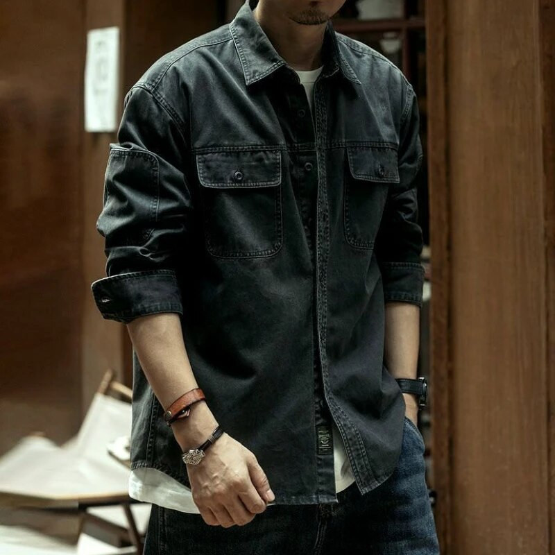 Teksad Mantel meestele Pikad Must Teksajakid Meeste Cargo Särk Sügis Elastne Suur Kangas Vintage Odav Hind Stiilne Cowgirl