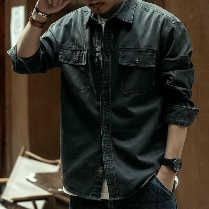 Teksad Mantel meestele Pikad Must Teksajakid Meeste Cargo Särk Sügis Elastne Suur Kangas Vintage Odav Hind Stiilne Cowgirl