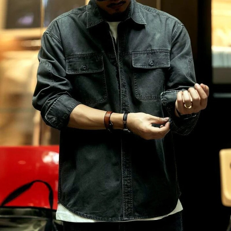 Teksad Mantel meestele Pikad Must Teksajakid Meeste Cargo Särk Sügis Elastne Suur Kangas Vintage Odav Hind Stiilne Cowgirl