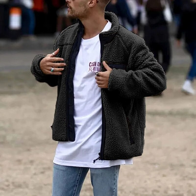 Madinga vyriška striukė, 2021 m. pavasario ruduo Vyriški madingi palaidi vilnoniai megztiniai ilgomis rankovėmis viršutiniai drabužiai Paltai Laisvalaikio trumpi viršutiniai drabužiai