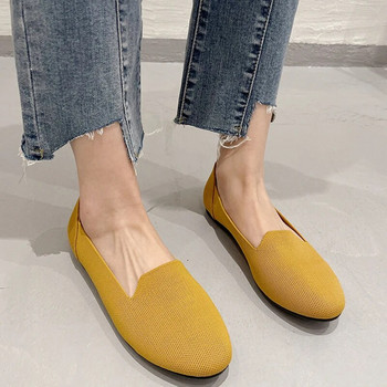 2023 Γυναικεία φλατ παπούτσια μπαλέτου με δίχτυ που αναπνέουν, άνοιξη, καλοκαιρινά ίσια παπούτσια Stretch πλεκτά υφασμάτινα Loafers Driving Sneaker Μαλακή σόλα μοκασίνια