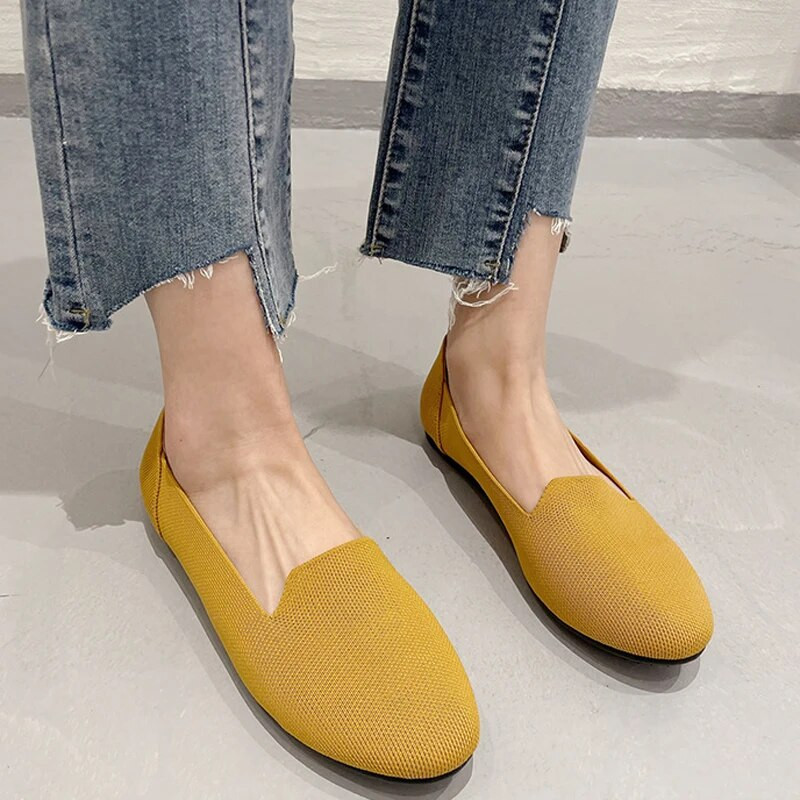 2023 Prozračne mrežaste balerinke Ženske proljeće ljeto Ravne cipele Rastezljiva pletena tkanina Mokasine Tenisice za vožnju Mekani potplat Mokasine