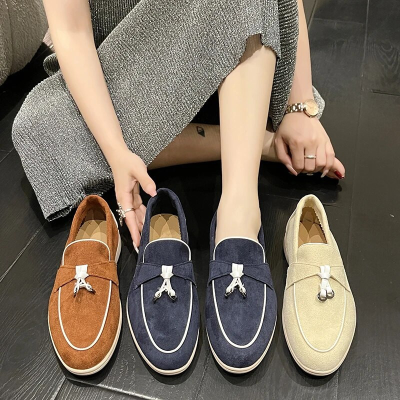 2023 m. Mmtal Lock Beanie Batai Patogūs minkštu padu plokščiapadžiai Didesnio dydžio Vasariniai vaikščiojimo batai Moterims Loafers Zomšinis Causal Moccasin