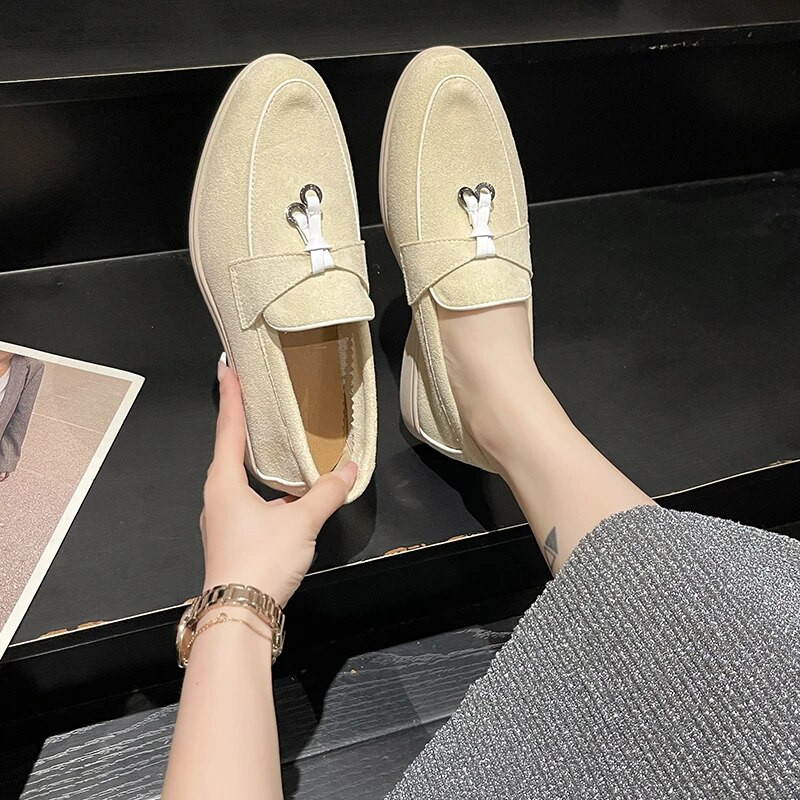 2023 m. Mmtal Lock Beanie Batai Patogūs minkštu padu plokščiapadžiai Didesnio dydžio Vasariniai vaikščiojimo batai Moterims Loafers Zomšinis Causal Moccasin