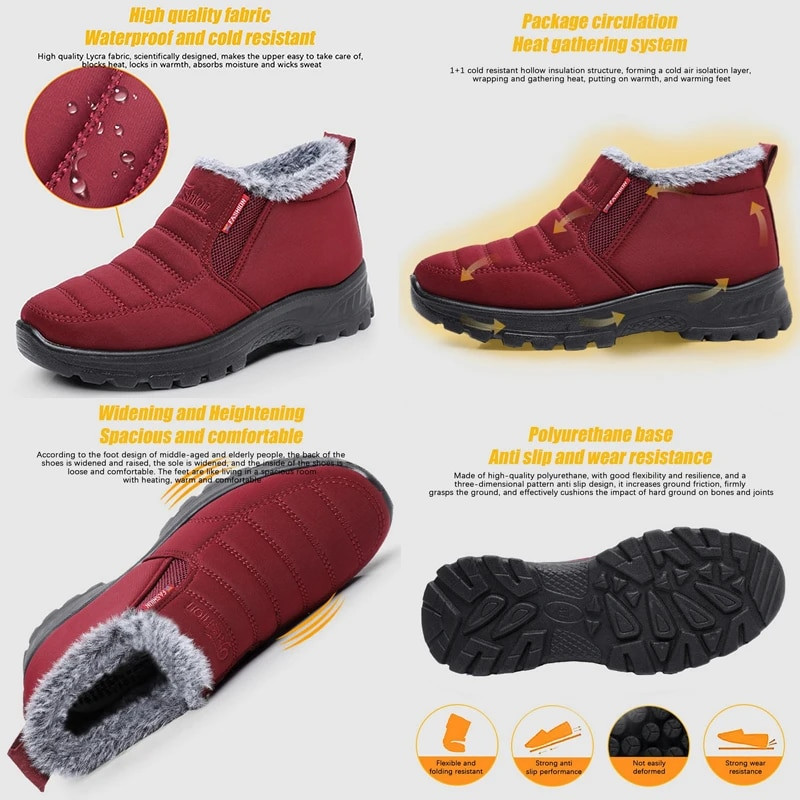 Γυναικείες μπότες Snow Fashion Unisex Shoes Slip On Platform Παπούτσια Γυναικεία Μποτάκια Αδιάβροχα Λούτρινα Χειμερινά Παπούτσια Botas Mujer New