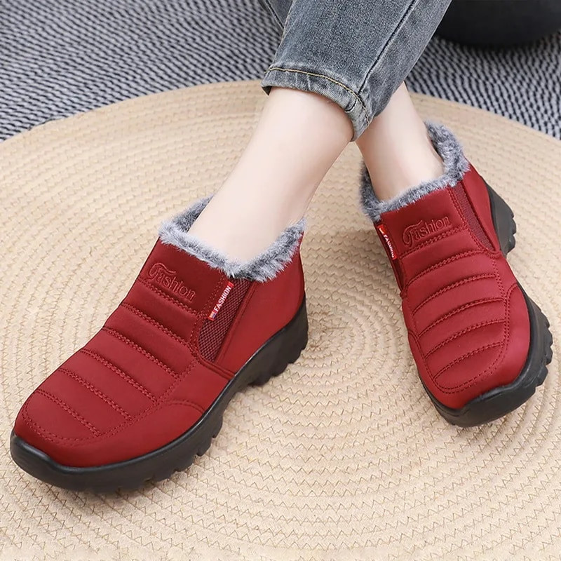 Γυναικείες μπότες Snow Fashion Unisex Shoes Slip On Platform Παπούτσια Γυναικεία Μποτάκια Αδιάβροχα Λούτρινα Χειμερινά Παπούτσια Botas Mujer New