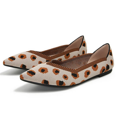 2023 m. moteriški batai dideli 42 ir 43 pavasario ir rudens mados megzti, kvėpuojantys, neslystantys smailūs plokščiapadžiai batai