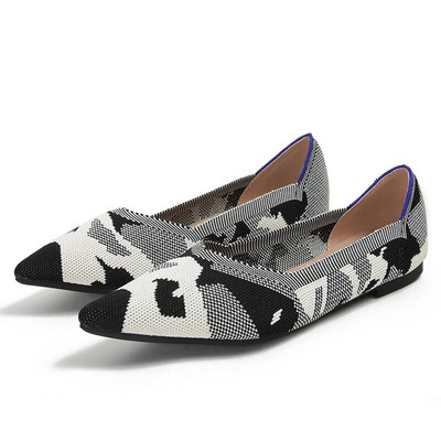 2023 m. moteriški batai dideli 42 ir 43 pavasario ir rudens mados megzti, kvėpuojantys, neslystantys smailūs plokščiapadžiai batai