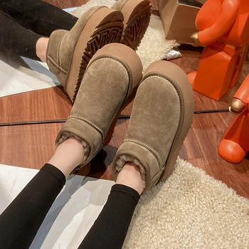 2023 Вълна от овча кожа Комплексни противоплъзгащи ботуши за сняг Дамски мини къси ботуши Топли зимни удебелени дамски обувки Botas Mujer