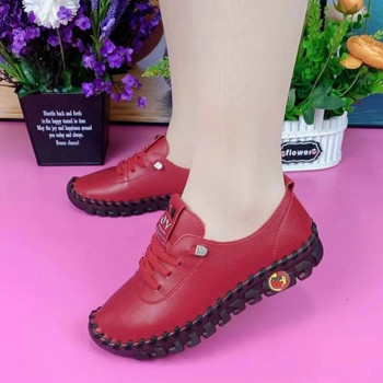 Γυναικεία ανοιξιάτικα vintage αναπνεύσιμα παπούτσια Πλατφόρμα Loafers Lace Up Δερμάτινο κούφιο slip-on Νέα μόδα casual παπούτσι για μαμά Zapatos Mujer