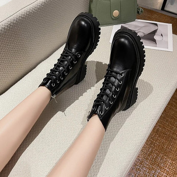 Γυναικεία μποτάκια μόδας φθινόπωρο 2023 Casual γυναικεία λευκά μποτάκια Chelsea Punk Gothic παπούτσια Πλατφόρμας Κοντές δερμάτινες μπότες μάχης