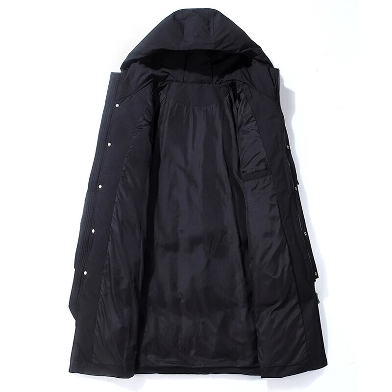 Vīriešu jaka ar kapuci, gara dūnu jaka ziemai, jauna silta, bieza, ūdensnecaurlaidīga, augstas kvalitātes kārta rudens vīriešiem, mode, vēja necaurlaidīga, ikdienas parka, vīriešu