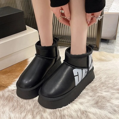 Επώνυμα γυναικεία παπούτσια Χειμερινές μπότες με γούνα Αυστραλιανή μπότες-Γυναικείες μπότες με στρογγυλά δάχτυλα με επίπεδη φτέρνα βελούδινη γυναικεία μόδα Med Lolita 2023 Snow