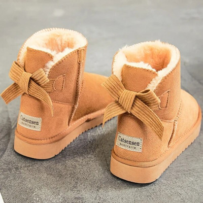 Επώνυμα γυναικεία παπούτσια Χειμερινές μπότες με γούνα Αυστραλιανή μπότες-Γυναικείες μπότες με στρογγυλά δάχτυλα με επίπεδη φτέρνα βελούδινη γυναικεία μόδα Med Lolita 2023 Snow