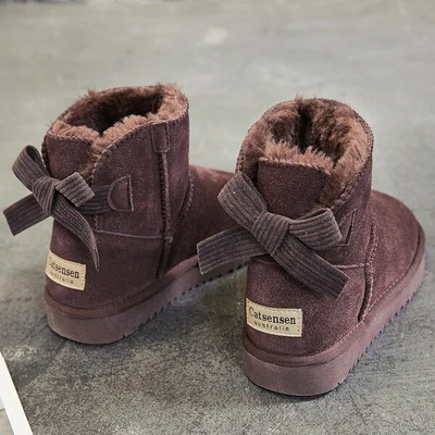 Επώνυμα γυναικεία παπούτσια Χειμερινές μπότες με γούνα Αυστραλιανή μπότες-Γυναικείες μπότες με στρογγυλά δάχτυλα με επίπεδη φτέρνα βελούδινη γυναικεία μόδα Med Lolita 2023 Snow