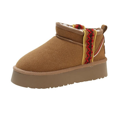 Επώνυμα γυναικεία παπούτσια Χειμερινές μπότες με γούνα Αυστραλιανή μπότες-Γυναικείες μπότες με στρογγυλά δάχτυλα με επίπεδη φτέρνα βελούδινη γυναικεία μόδα Med Lolita 2023 Snow