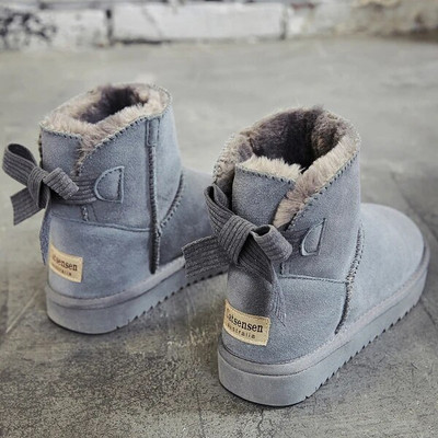 Επώνυμα γυναικεία παπούτσια Χειμερινές μπότες με γούνα Αυστραλιανή μπότες-Γυναικείες μπότες με στρογγυλά δάχτυλα με επίπεδη φτέρνα βελούδινη γυναικεία μόδα Med Lolita 2023 Snow