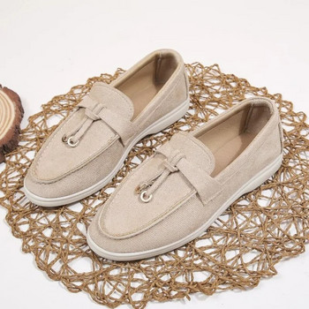 Summer Walk 2023 καθαρή μαλακή σόλα άνετα loafers γυναικεία παπούτσια με ίσια κρόσσια δερμάτινα κασμιρένια μονόποδα