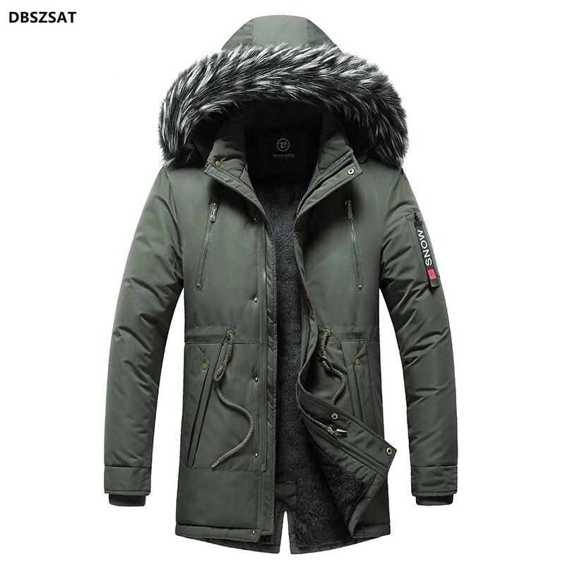 Χειμερινό τζάκετ Ανδρικό αντιανεμικό Anorak Ποιότητα Λευκή πάπια Μπουφάν Γούνινη κουκούλα Αφαιρούμενη μακριά Parka Ανδρικό παλτό Ζεστό παχύ πανωφόρι