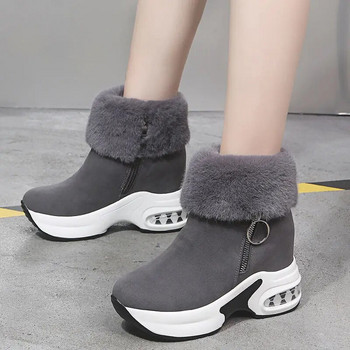 Γυναικείες μπότες ζεστές, βελούδινες, χειμωνιάτικες μπότες χιονιού ρετρό μπότες με φερμουάρ Γυναικεία εσωτερικές μπότες αύξησης Botas Mujer