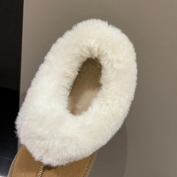 Нови зимни дамски къси плюшени топли ботуши за сняг, равни обувки Ежедневни обувки, велурени кожени ботуши Челси, дамски обувки на платформа, Botas Mujer