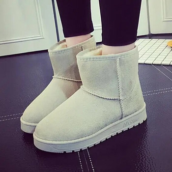 2023 г. Дамски нови маркови обувки с плосък ток Къси ботуши за сняг Дамски есенни/зимни удебелени плюшени и топли памучни обувки Ботуши за сняг